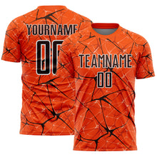Load image into Gallery viewer, Custom Orange Brown-White Abstract Network Crackle Sublimation Soccer Uniform Jersey
