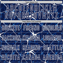 Load image into Gallery viewer, Custom Navy-White Abstract Network Crackle Sublimation Soccer Uniform Jersey
