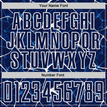 Load image into Gallery viewer, Custom Navy-White Abstract Network Crackle Sublimation Soccer Uniform Jersey
