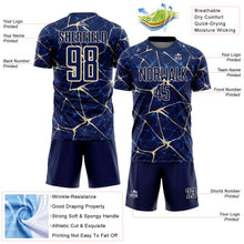 Load image into Gallery viewer, Custom Navy-Cream Abstract Network Crackle Sublimation Soccer Uniform Jersey
