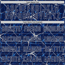 Load image into Gallery viewer, Custom Navy-Gray Abstract Network Crackle Sublimation Soccer Uniform Jersey
