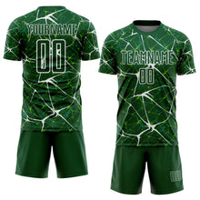 Load image into Gallery viewer, Custom Green-White Abstract Network Crackle Sublimation Soccer Uniform Jersey
