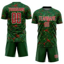 Load image into Gallery viewer, Custom Green Red-White Abstract Network Crackle Sublimation Soccer Uniform Jersey
