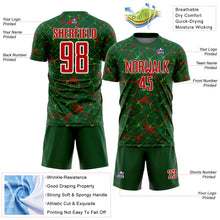 Load image into Gallery viewer, Custom Green Red-White Abstract Network Crackle Sublimation Soccer Uniform Jersey

