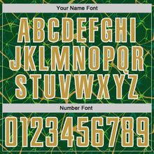 Load image into Gallery viewer, Custom Green Old Gold-White Abstract Network Crackle Sublimation Soccer Uniform Jersey
