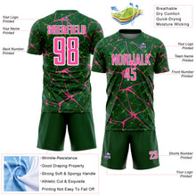 Laden Sie das Bild in den Galerie-Viewer, Custom Green Pink-White Abstract Network Crackle Sublimation Soccer Uniform Jersey
