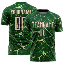 Laden Sie das Bild in den Galerie-Viewer, Custom Green Cream-Black Abstract Network Crackle Sublimation Soccer Uniform Jersey
