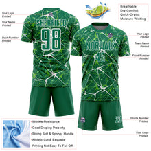 Загрузить изображение в средство просмотра галереи, Custom Kelly Green-White Abstract Network Crackle Sublimation Soccer Uniform Jersey
