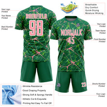 Load image into Gallery viewer, Custom Kelly Green Medium Pink-White Abstract Network Crackle Sublimation Soccer Uniform Jersey

