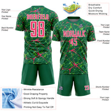 Загрузить изображение в средство просмотра галереи, Custom Kelly Green Neon Pink-White Abstract Network Crackle Sublimation Soccer Uniform Jersey
