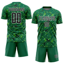 Charger l'image dans la galerie, Custom Kelly Green Black-White Abstract Network Crackle Sublimation Soccer Uniform Jersey
