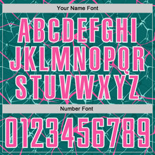 Charger l'image dans la galerie, Custom Teal Pink-White Abstract Network Crackle Sublimation Soccer Uniform Jersey
