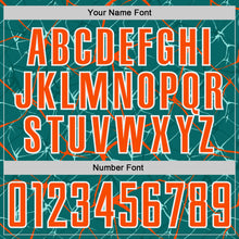Load image into Gallery viewer, Custom Teal Orange-White Abstract Network Crackle Sublimation Soccer Uniform Jersey
