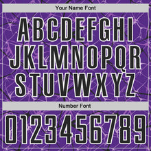 Charger l'image dans la galerie, Custom Purple Black-White Abstract Network Crackle Sublimation Soccer Uniform Jersey

