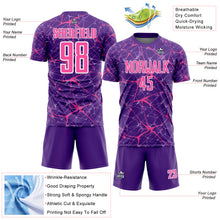 Load image into Gallery viewer, Custom Purple Pink-White Abstract Network Crackle Sublimation Soccer Uniform Jersey

