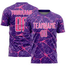 Load image into Gallery viewer, Custom Purple Pink-White Abstract Network Crackle Sublimation Soccer Uniform Jersey
