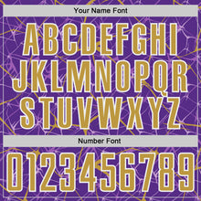 Load image into Gallery viewer, Custom Purple Old Gold-White Abstract Network Crackle Sublimation Soccer Uniform Jersey
