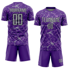 Load image into Gallery viewer, Custom Purple Gray-Black Abstract Network Crackle Sublimation Soccer Uniform Jersey
