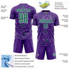 Загрузить изображение в средство просмотра галереи, Custom Purple Kelly Green-White Abstract Network Crackle Sublimation Soccer Uniform Jersey
