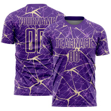 Load image into Gallery viewer, Custom Purple-Cream Abstract Network Crackle Sublimation Soccer Uniform Jersey
