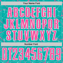 Load image into Gallery viewer, Custom Aqua Pink-White Abstract Network Crackle Sublimation Soccer Uniform Jersey
