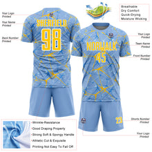 Загрузить изображение в средство просмотра галереи, Custom Light Blue Yellow-White Abstract Network Crackle Sublimation Soccer Uniform Jersey
