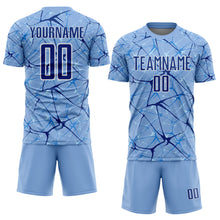 Load image into Gallery viewer, Custom Light Blue Royal-White Abstract Network Crackle Sublimation Soccer Uniform Jersey
