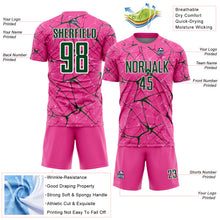 Load image into Gallery viewer, Custom Pink Green-White Abstract Network Crackle Sublimation Soccer Uniform Jersey
