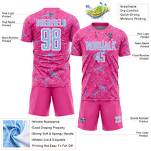 Load image into Gallery viewer, Custom Pink Light Blue-White Abstract Network Crackle Sublimation Soccer Uniform Jersey
