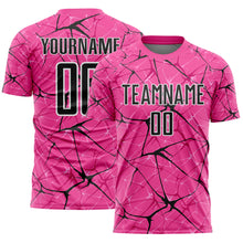Загрузить изображение в средство просмотра галереи, Custom Pink Black-White Abstract Network Crackle Sublimation Soccer Uniform Jersey
