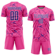 Laden Sie das Bild in den Galerie-Viewer, Custom Pink Purple-White Abstract Network Crackle Sublimation Soccer Uniform Jersey
