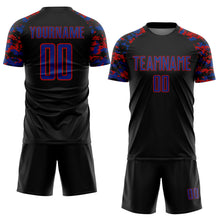 Laden Sie das Bild in den Galerie-Viewer, Custom Black Royal-Red Digital Camo Raglan Sleeves Sublimation Soccer Uniform Jersey
