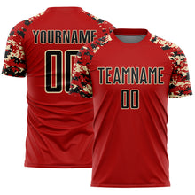 Load image into Gallery viewer, Custom Red Black-Cream Digital Camo Raglan Sleeves Sublimation Soccer Uniform Jersey
