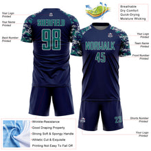 Load image into Gallery viewer, Custom Navy Teal-Gray Digital Camo Raglan Sleeves Sublimation Soccer Uniform Jersey
