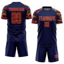 Загрузить изображение в средство просмотра галереи, Custom Navy Red-Old Gold Digital Camo Raglan Sleeves Sublimation Soccer Uniform Jersey
