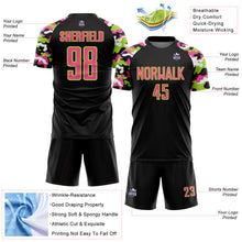 Charger l'image dans la galerie, Custom Black Pink Neon Green-White Digital Camo Raglan Sleeves Sublimation Soccer Uniform Jersey

