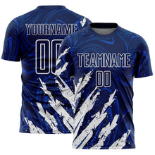 Charger l'image dans la galerie, Custom Navy-White Brush Stroke Splatter Liquid Swirl Sublimation Soccer Uniform Jersey
