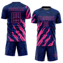 Charger l'image dans la galerie, Custom Navy-Pink Brush Stroke Splatter Liquid Swirl Sublimation Soccer Uniform Jersey
