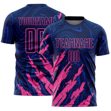 Charger l'image dans la galerie, Custom Navy-Pink Brush Stroke Splatter Liquid Swirl Sublimation Soccer Uniform Jersey
