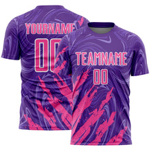 Charger l'image dans la galerie, Custom Purple Pink-White Brush Stroke Splatter Liquid Swirl Sublimation Soccer Uniform Jersey
