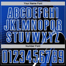Load image into Gallery viewer, Custom Black Thunder Blue-White Halftone Dot Dynamic Curve Stripe Sublimation Soccer Uniform Jersey
