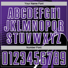 Charger l'image dans la galerie, Custom Black Purple-White Halftone Dot Dynamic Curve Stripe Sublimation Soccer Uniform Jersey
