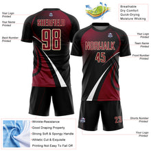 Charger l'image dans la galerie, Custom Black Crimson White-Cream Halftone Dot Dynamic Curve Stripe Sublimation Soccer Uniform Jersey
