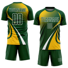 Charger l'image dans la galerie, Custom Green Yellow-White Halftone Dot Dynamic Curve Stripe Sublimation Soccer Uniform Jersey
