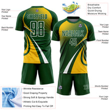 Charger l'image dans la galerie, Custom Green Yellow-White Halftone Dot Dynamic Curve Stripe Sublimation Soccer Uniform Jersey
