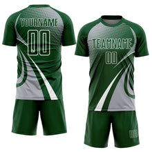 Charger l'image dans la galerie, Custom Green Gray-White Halftone Dot Dynamic Curve Stripe Sublimation Soccer Uniform Jersey
