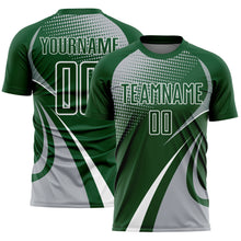 Charger l'image dans la galerie, Custom Green Gray-White Halftone Dot Dynamic Curve Stripe Sublimation Soccer Uniform Jersey
