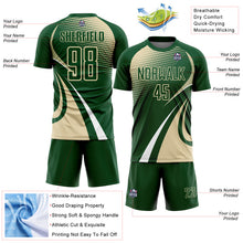 Загрузить изображение в средство просмотра галереи, Custom Green Cream-White Halftone Dot Dynamic Curve Stripe Sublimation Soccer Uniform Jersey
