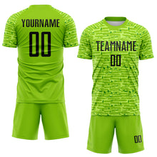 Charger l'image dans la galerie, Custom Neon Green-Black Distressed Fragment Brush Stroke Sublimation Soccer Uniform Jersey
