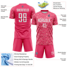Charger l'image dans la galerie, Custom Neon Pink-White Distressed Fragment Brush Stroke Sublimation Soccer Uniform Jersey
